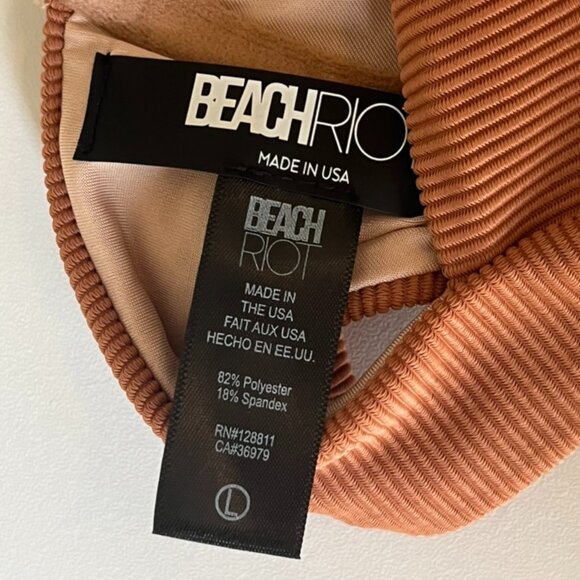 Beach Riot Blair Top Ribbed Underwire Bralette Bikini Top in Brown Size Large - Picture 3 of 3
